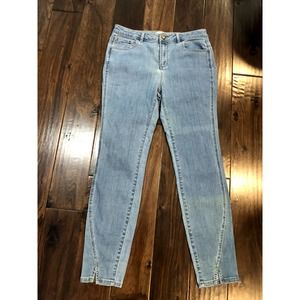 Lori Goldstein Logo Denim Skinny Stretch Notched Light Wash Jeans 10